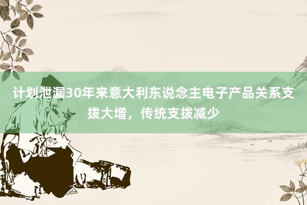 计划泄漏30年来意大利东说念主电子产品关系支拨大增，传统支拨减少
